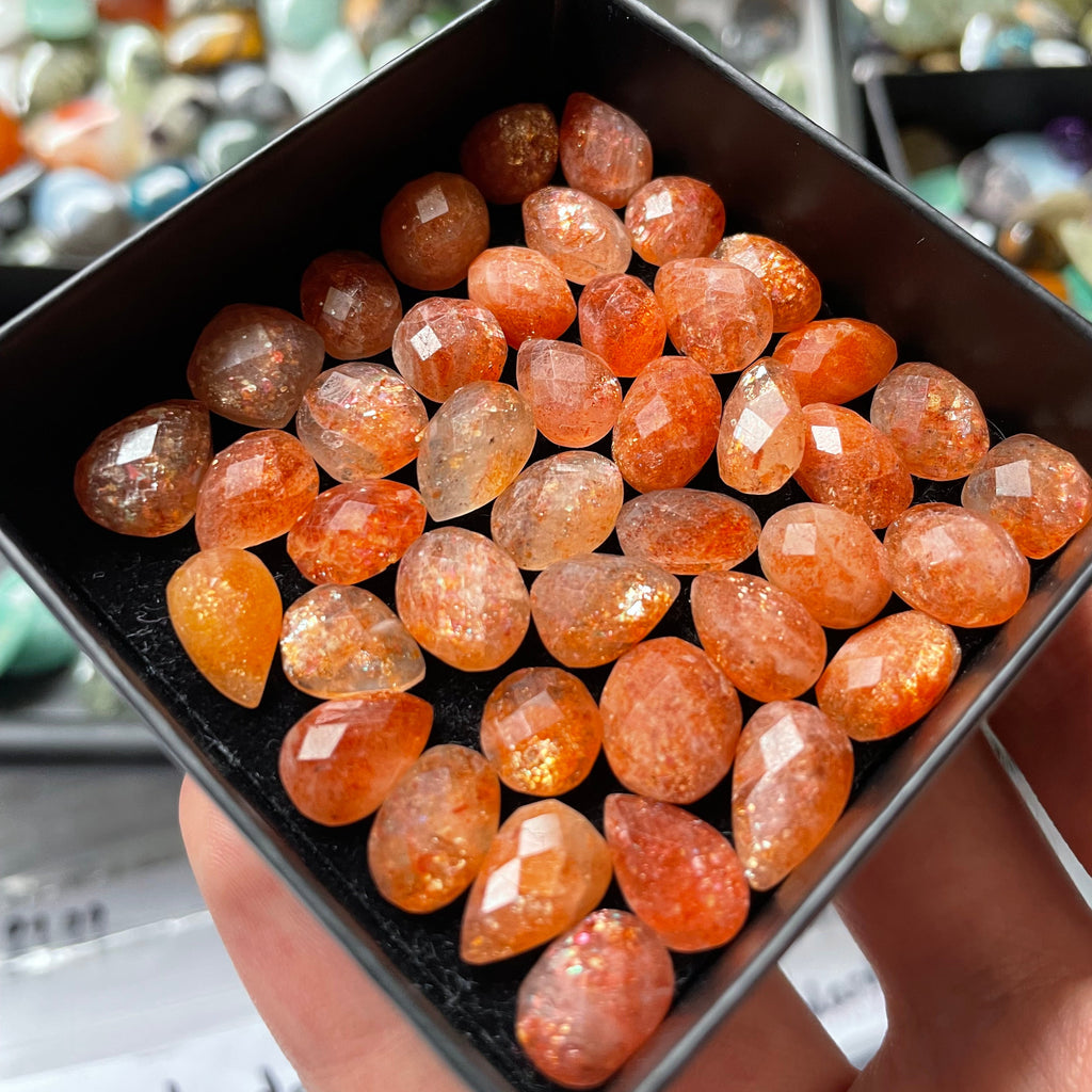 10 x Faceted Confetti Sunstone Cabochon Selection Box