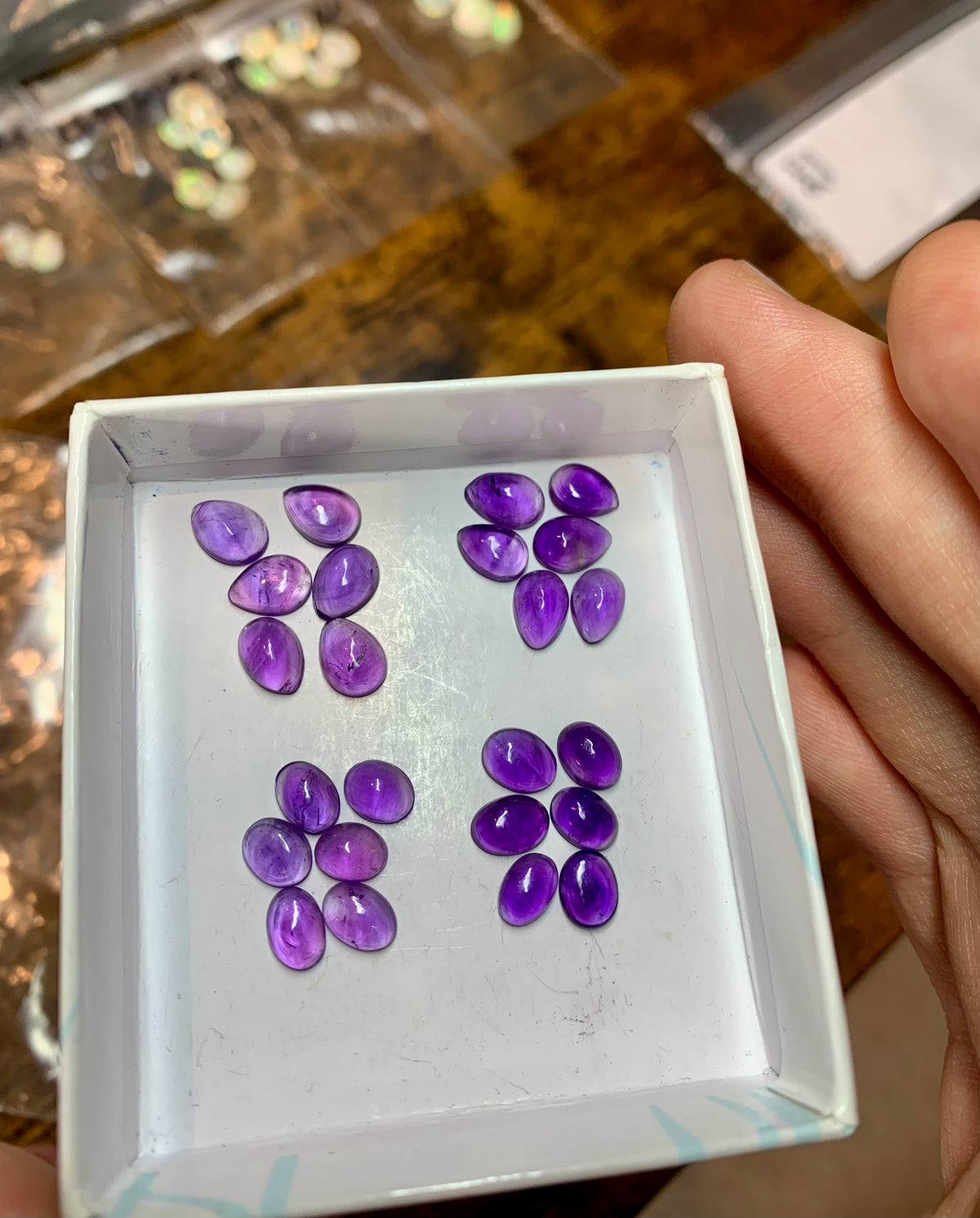 20 x Random Amethyst Mini Cabochon Oval / Teardrops