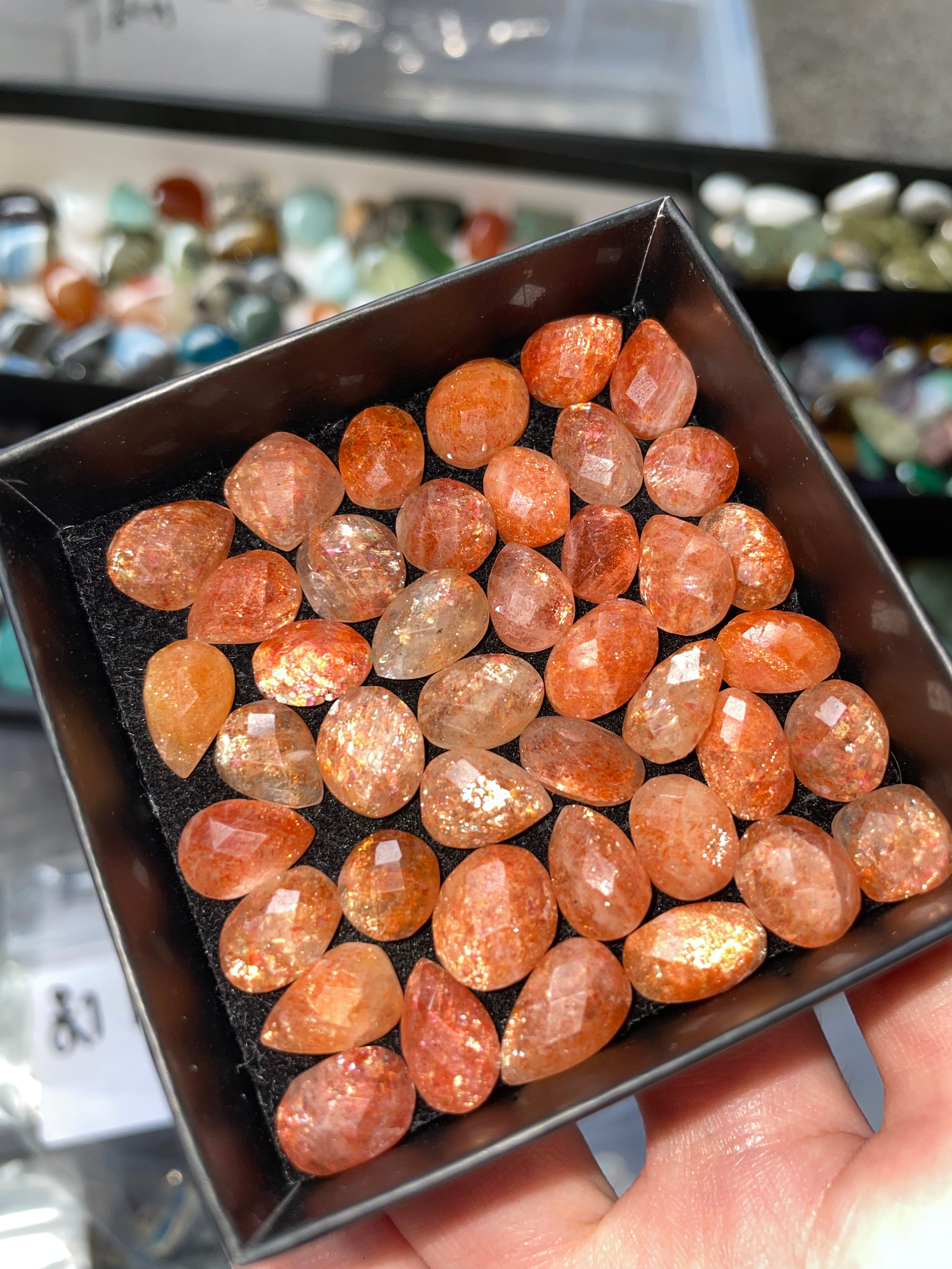 10 x Faceted Confetti Sunstone Cabochon Selection Box