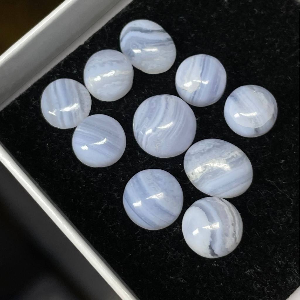 10 x Random Mini Blue Lace Agate Cabochons Box