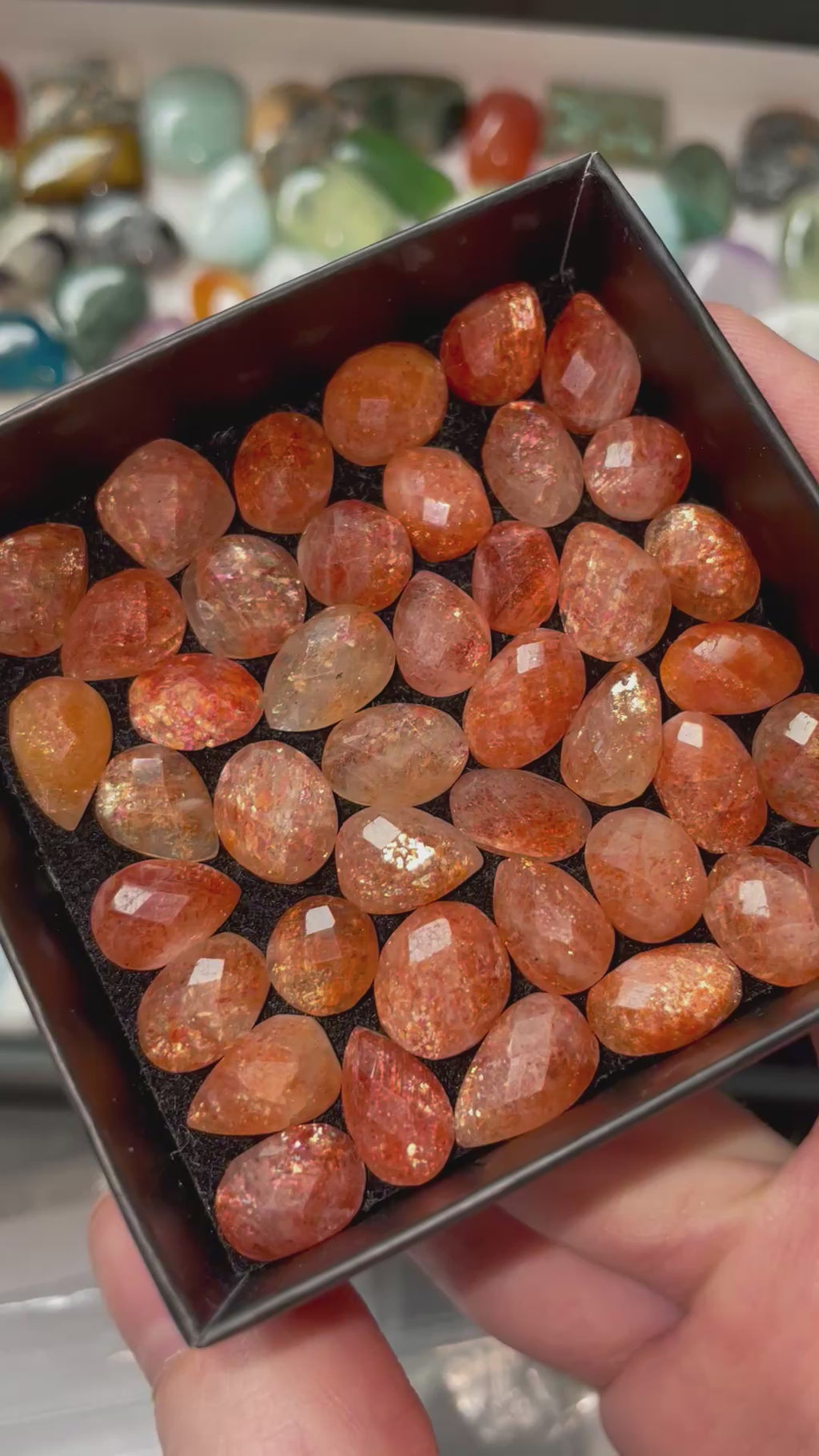 10 x Faceted Confetti Sunstone Cabochon Selection Box